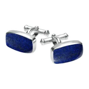 Sterling Silver Lapis Lazuli Barrel Cufflinks