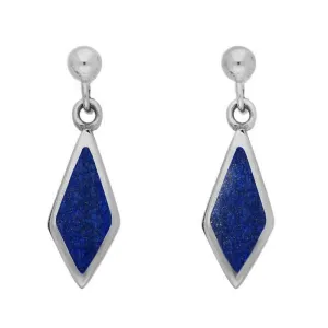 Sterling Silver Lapis Lazuli Dinky Diamond Drop Earrings