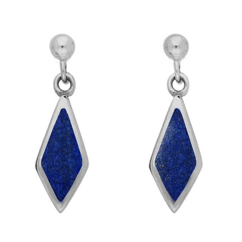 Sterling Silver Lapis Lazuli Dinky Diamond Drop Earrings