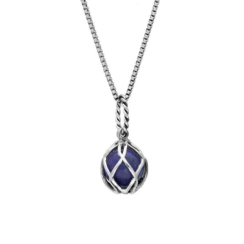 Sterling Silver Lapis Lazuli Emma Stothard Silver Darling 8mm Float Charm Necklace