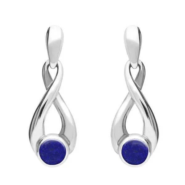 Sterling Silver Lapis Lazuli Eternity Loop Drop Earrings