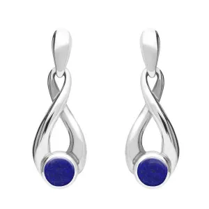 Sterling Silver Lapis Lazuli Eternity Loop Drop Earrings