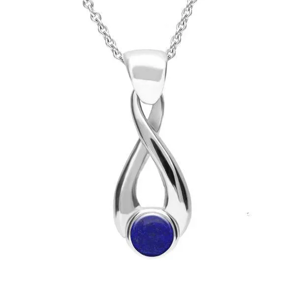 Sterling Silver Lapis Lazuli Eternity Loop Necklace