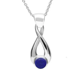 Sterling Silver Lapis Lazuli Eternity Loop Necklace