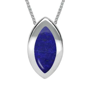 Sterling Silver Lapis Lazuli Framed Marquise Necklace