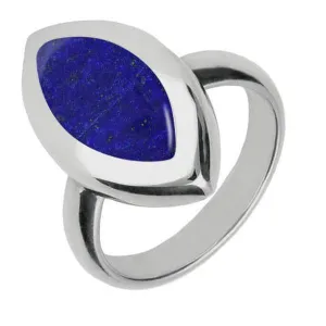 Sterling Silver Lapis Lazuli Framed Marquise Ring
