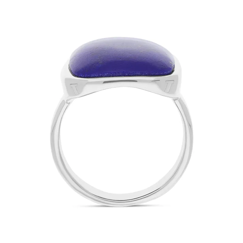 Sterling Silver Lapis Lazuli Medium Chunky Cushion Top Ring D