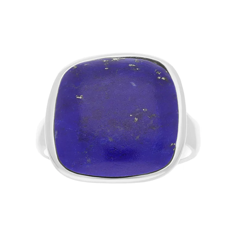 Sterling Silver Lapis Lazuli Medium Chunky Cushion Top Ring D