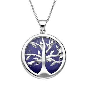 Sterling Silver Lapis Lazuli Medium Round Tree of Life Necklace
