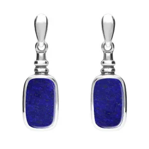 Sterling Silver Lapis Lazuli Oblong Bottle Top Drop Earrings
