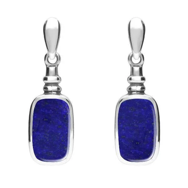 Sterling Silver Lapis Lazuli Oblong Bottle Top Drop Earrings