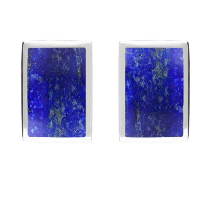 Sterling Silver Lapis Lazuli Oblong Stud Earrings
