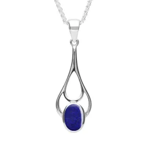 Sterling Silver Lapis Lazuli Oval Spoon Necklace