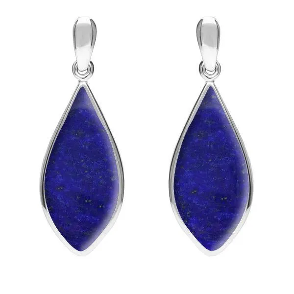 Sterling Silver Lapis Lazuli Pointed Pear Drop Earrings