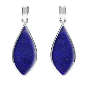 Sterling Silver Lapis Lazuli Pointed Pear Drop Earrings