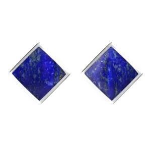 Sterling Silver Lapis Lazuli Rhombus Earrings