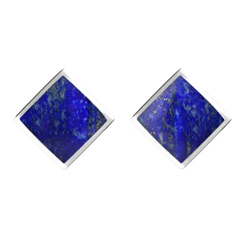 Sterling Silver Lapis Lazuli Rhombus Earrings