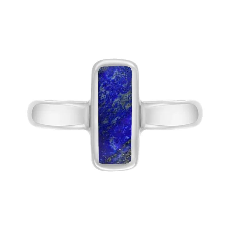 Sterling Silver Lapis Lazuli Slim Oblong Ring