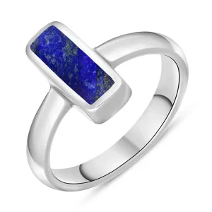 Sterling Silver Lapis Lazuli Slim Oblong Ring