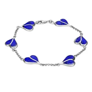 Sterling Silver Lapis Lazuli Split Heart Bracelet