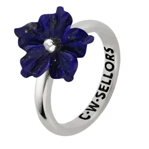 Sterling Silver Lapis Lazuli Tuberose 10mm Carnation Ring