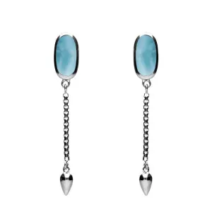 Sterling Silver Larimar Lineaire Medium Drop Stud Earrings