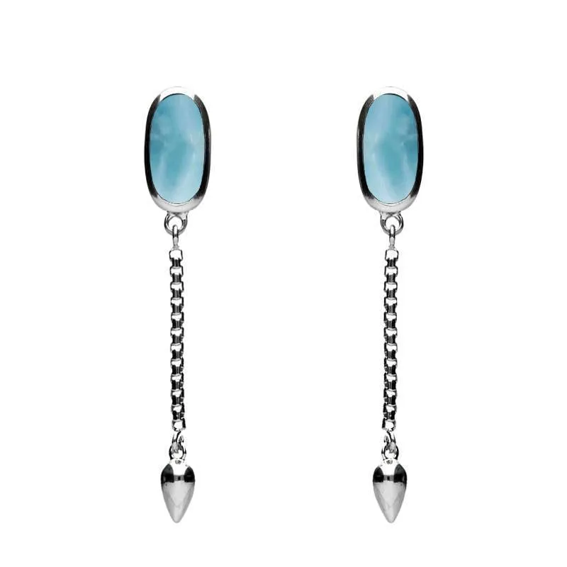 Sterling Silver Larimar Lineaire Medium Drop Stud Earrings