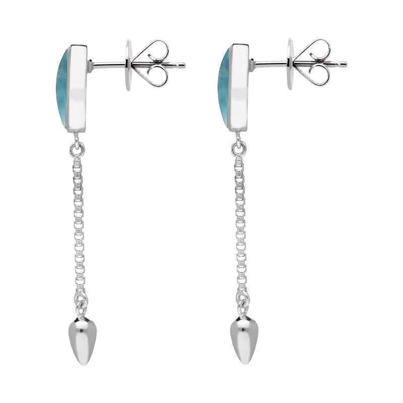 Sterling Silver Larimar Lineaire Medium Drop Stud Earrings