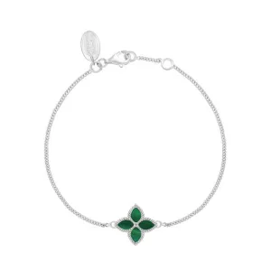 Sterling Silver Malachite Eden Marquise Flower Bracelet