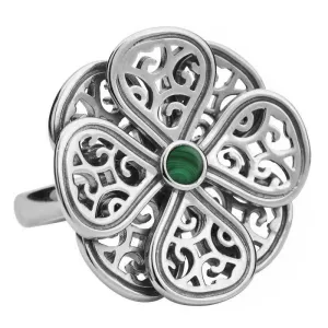 Sterling Silver Malachite Flore Eight Petal Flower Ring