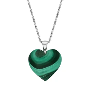 Sterling Silver Malachite Medium Heart Necklace