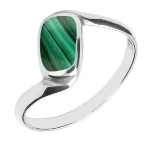Sterling Silver Malachite Oblong Twist Shank Ring
