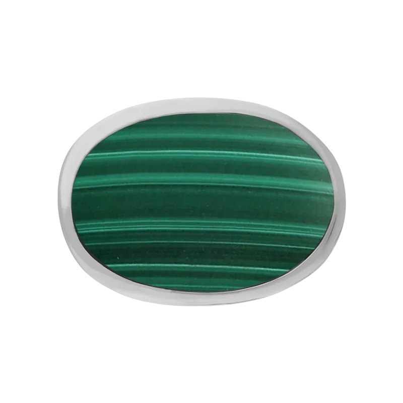 Sterling Silver Malachite Oval Statement Ring D