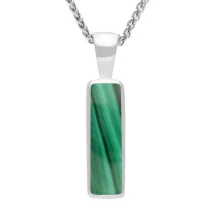 Sterling Silver Malachite Small Oblong Necklace