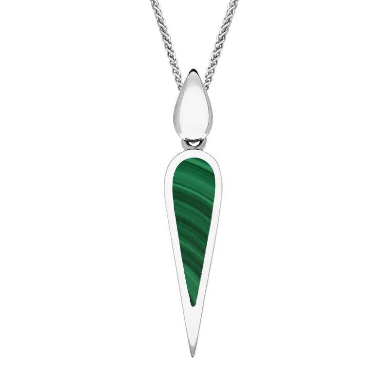 Sterling Silver Malachite Toscana Pear Drop Necklace