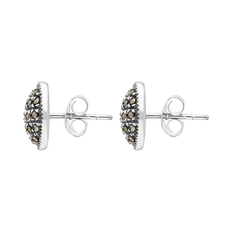 Sterling Silver Marcasite Round Pave Earrings