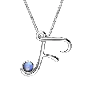 Sterling Silver Moonstone Love Letters Initial F Necklace
