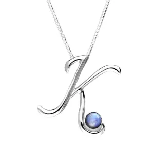 Sterling Silver Moonstone Love Letters Initial K Necklace