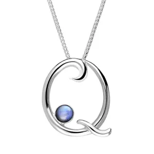 Sterling Silver Moonstone Love Letters Initial Q Necklace