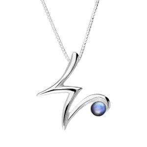 Sterling Silver Moonstone Love Letters Initial W Necklace