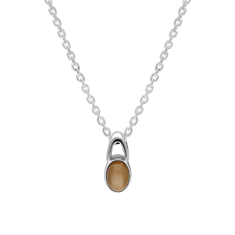 Sterling Silver Moonstone Oval Loop Necklace D