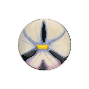 Sterling Silver Moorcroft Blue Flower Round Brooch