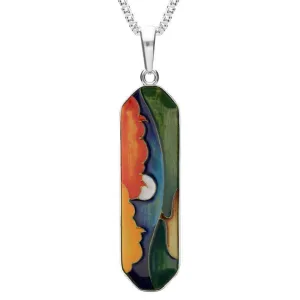 Sterling Silver Moorcroft Full Moon Eight Sided Bar Necklace D