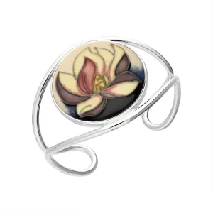 Sterling Silver Moorcroft Opened Flower Bangle