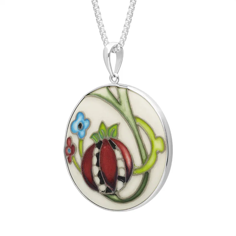 Sterling Silver Moorcroft Pomegranate Round Pendant D