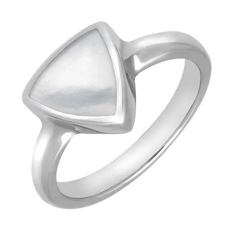 Sterling Silver Mother of Pearl Curved Triangle Ring