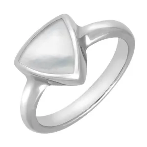 Sterling Silver Mother of Pearl Curved Triangle Ring