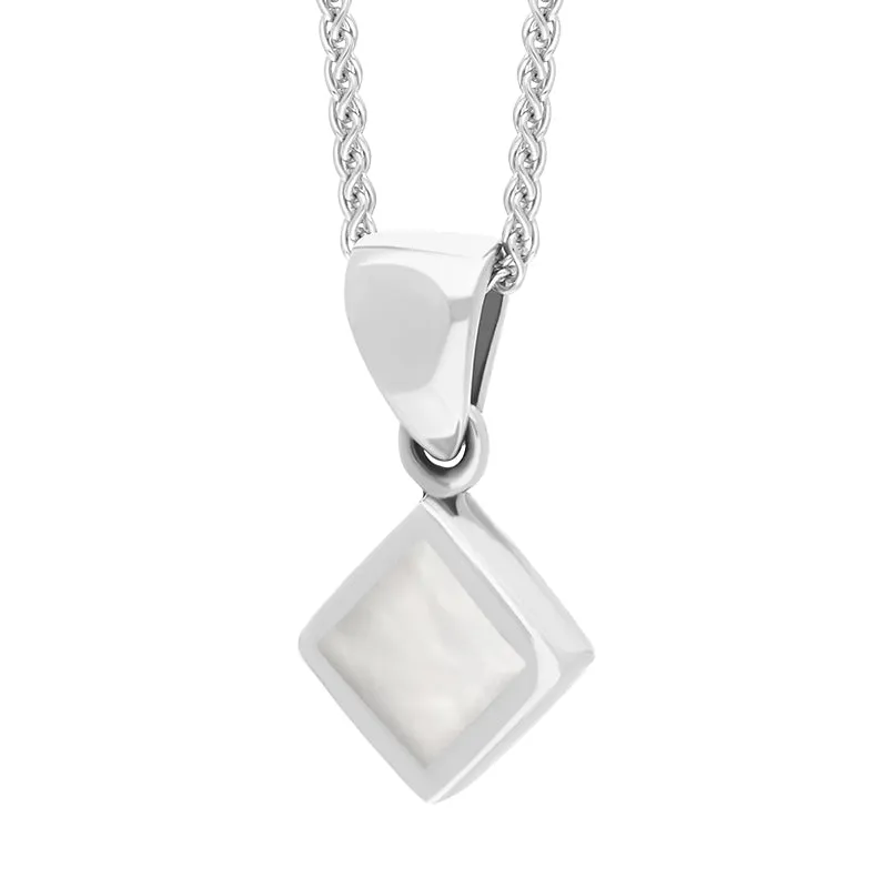 Sterling Silver Mother of Pearl Dinky Square Necklace