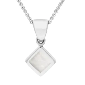 Sterling Silver Mother of Pearl Dinky Square Necklace
