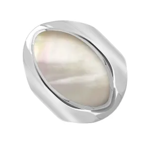 Sterling Silver Mother of Pearl Medium Oval Ring